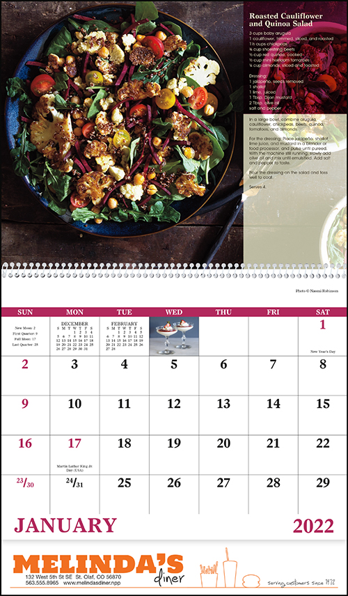 Delicious Dining Spiral Bound Wall Calendar for 2022